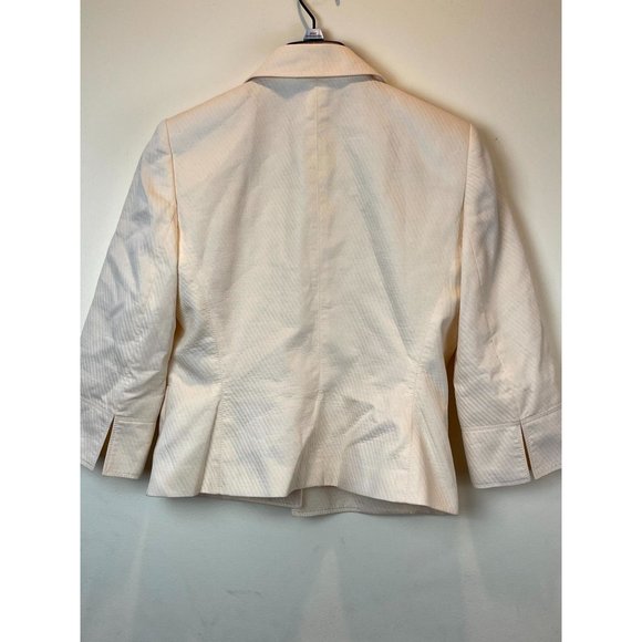 Anne Klein Women's Coat Jacket Blazer 100% Cotton Formal Collared Cream Size 4P - Picture 2 of 7